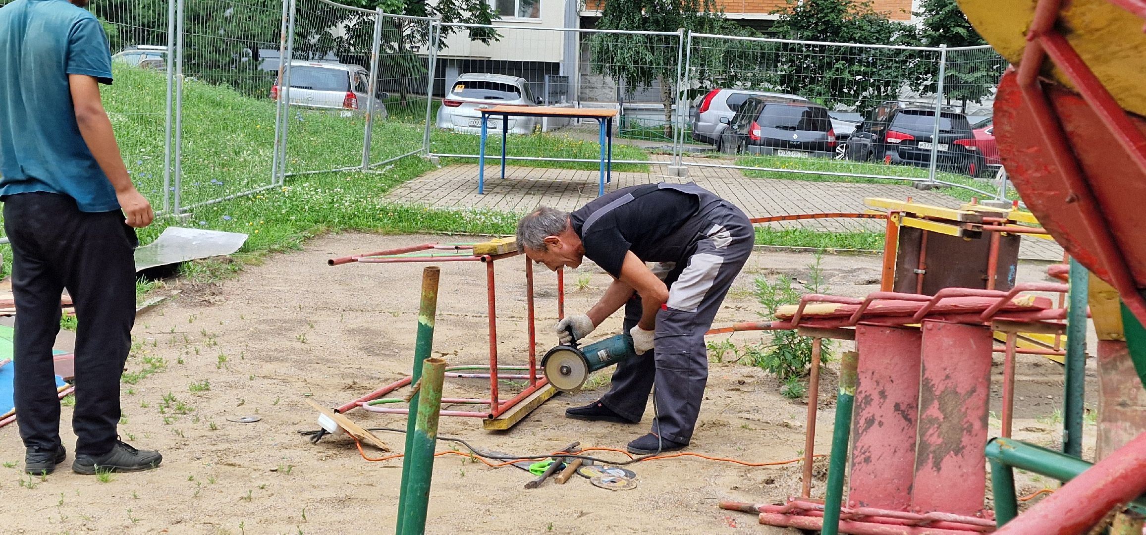 благоустройство, микрорайон кучино, балашиха, новая детская площадка на речной улице,