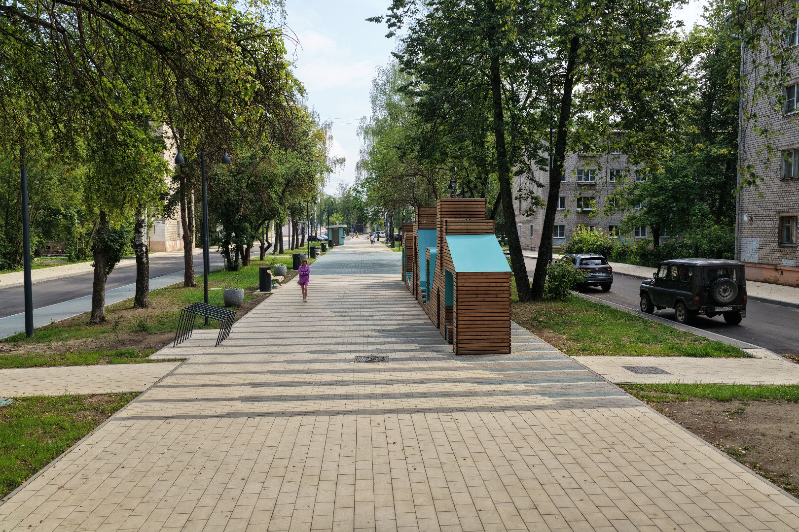 видео с коптера, пешеходная зона дубна, благоустройство центральной улицы дубна,