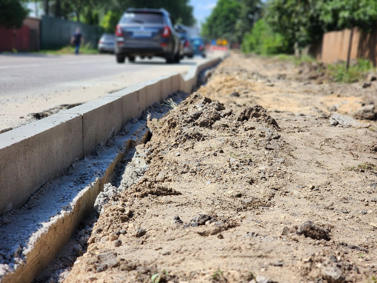 софрино, улица тютчева, ремонт дороги, новый тротуар,