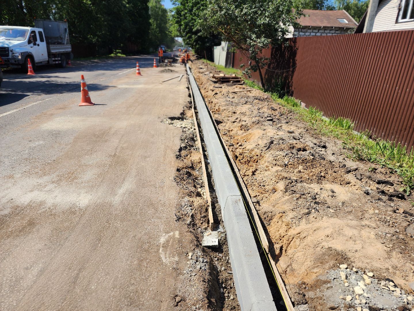 софрино, улица тютчева, ремонт дороги, новый тротуар,