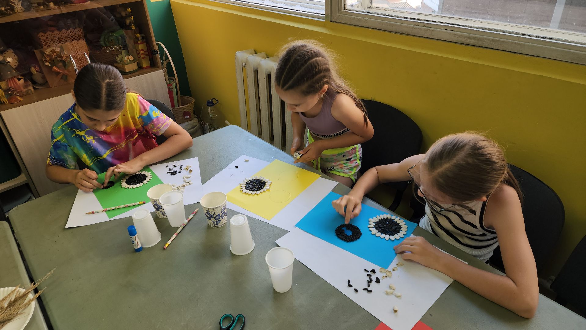 вертикалки, ивантеевка, досуг детей, досуг детей летом, мастер-класс, подсолнух, аппликация,