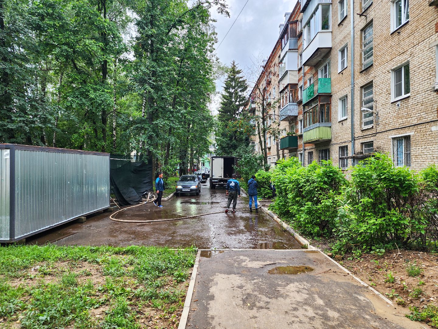 Подольск,  подтопление территории, коммунальная служба, последствия ливней,