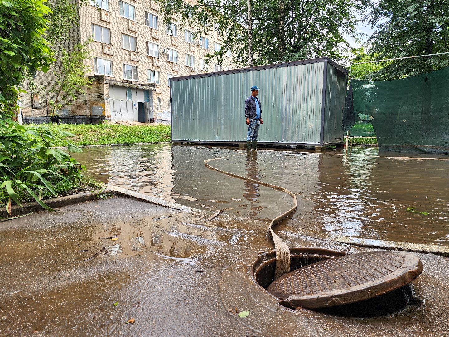 Подольск,  подтопление территории, коммунальная служба, последствия ливней,