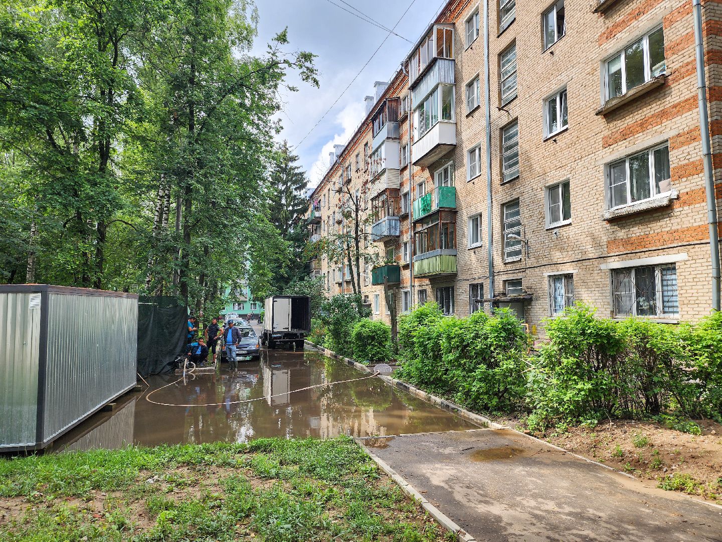 Подольск,  подтопление территории, коммунальная служба, последствия ливней,