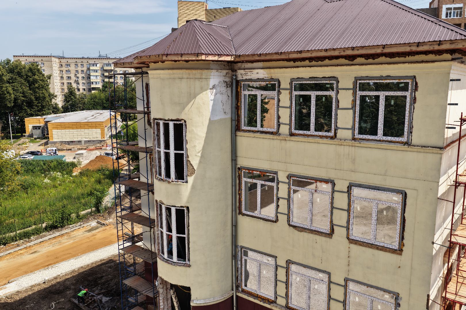 видео с коптера, школа 6 подольск, капремонт школы 6 подольск,