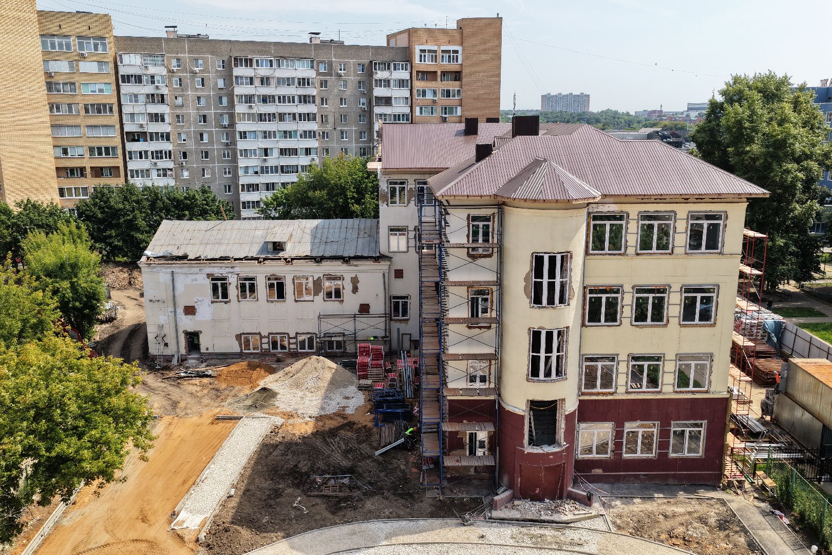 видео с коптера, школа 6 подольск, капремонт школы 6 подольск,