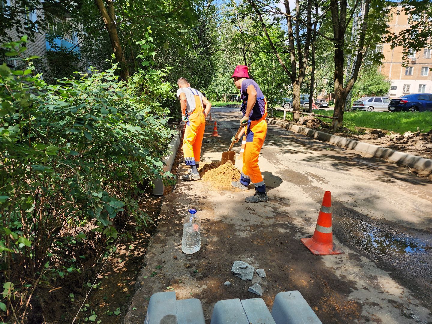 фрязино, благоустройство двора, комплексное благоустройство, бордюры,