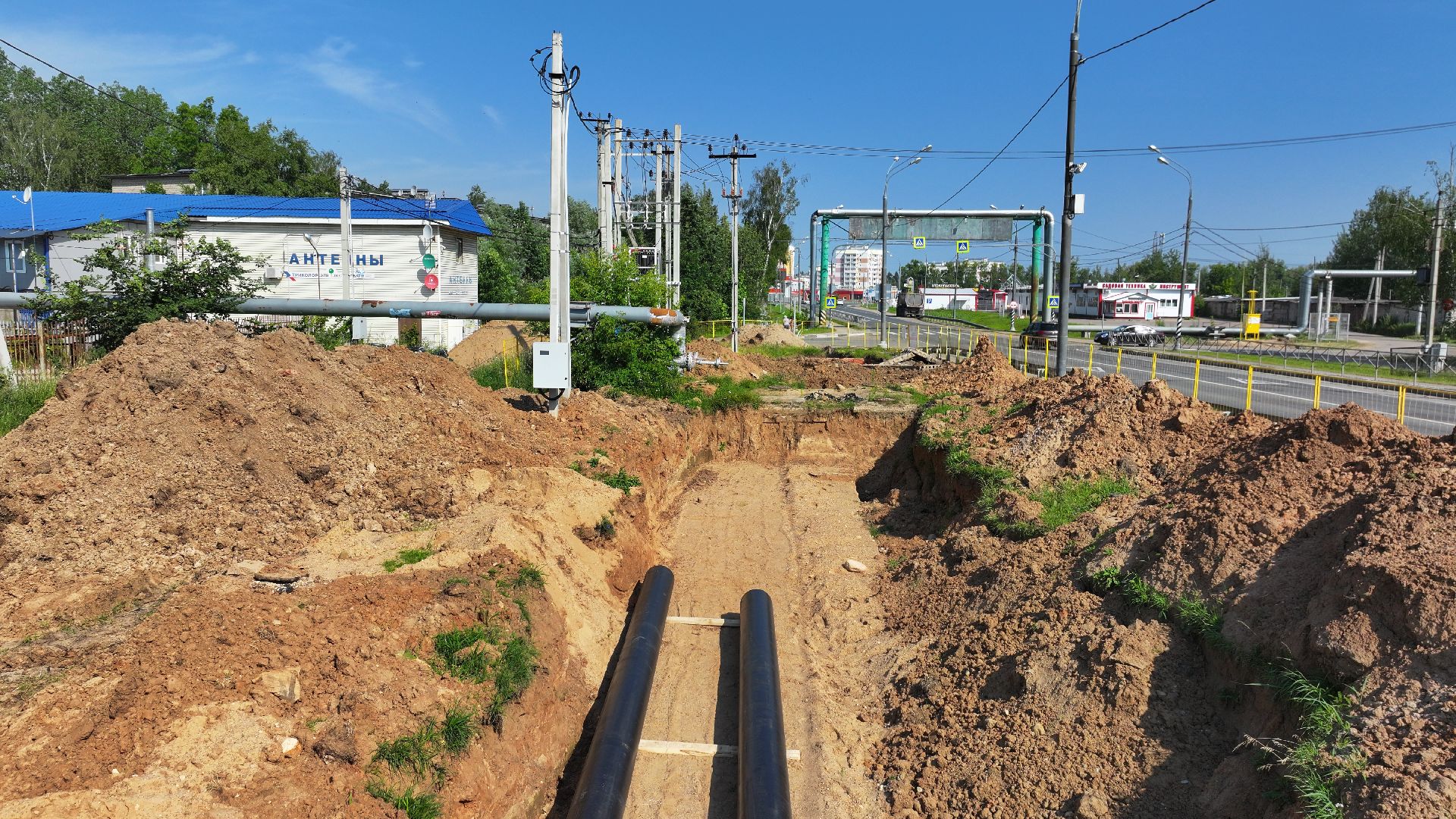 видео с коптера, теплосети руза,