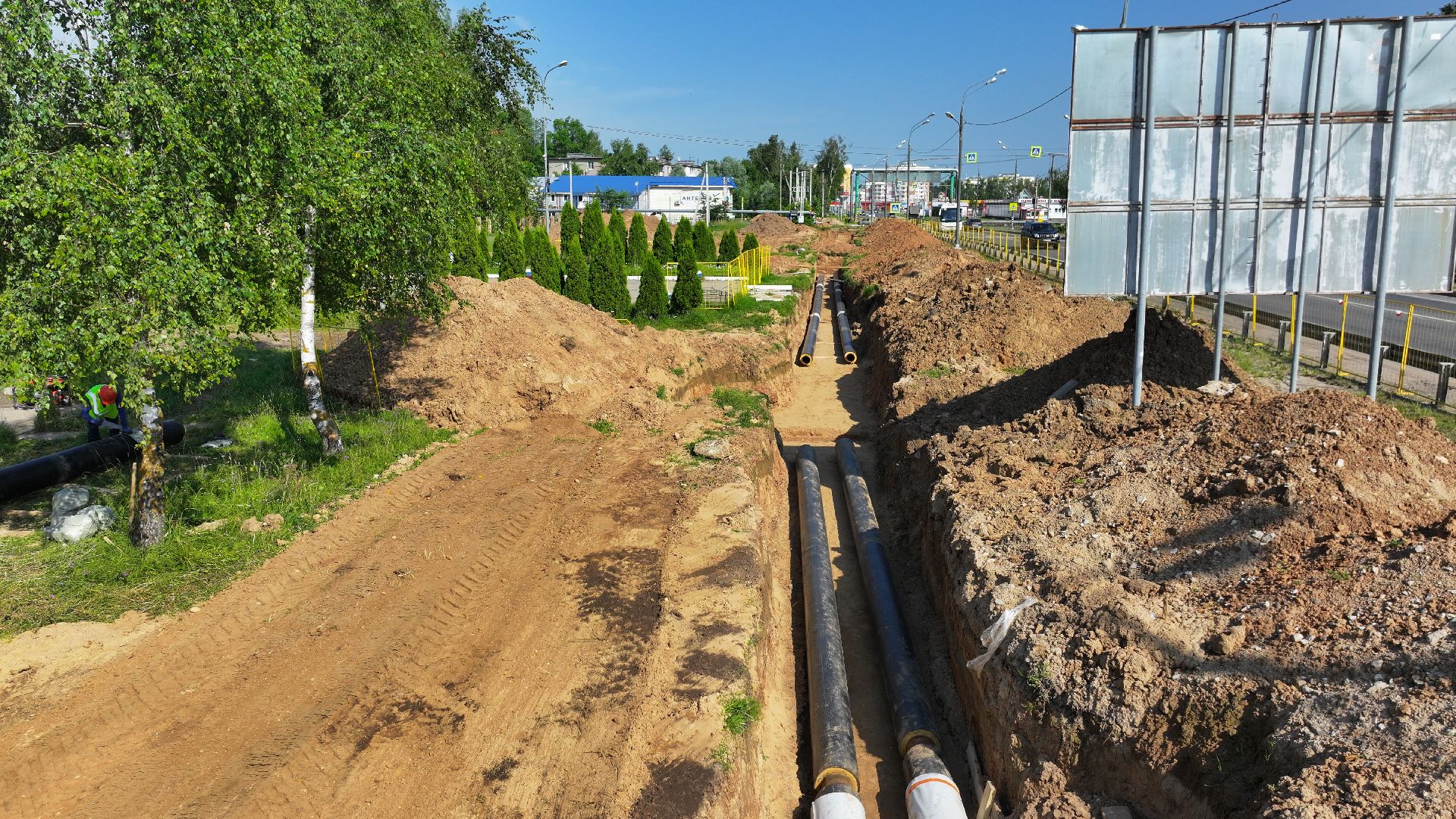 видео с коптера, теплосети руза,