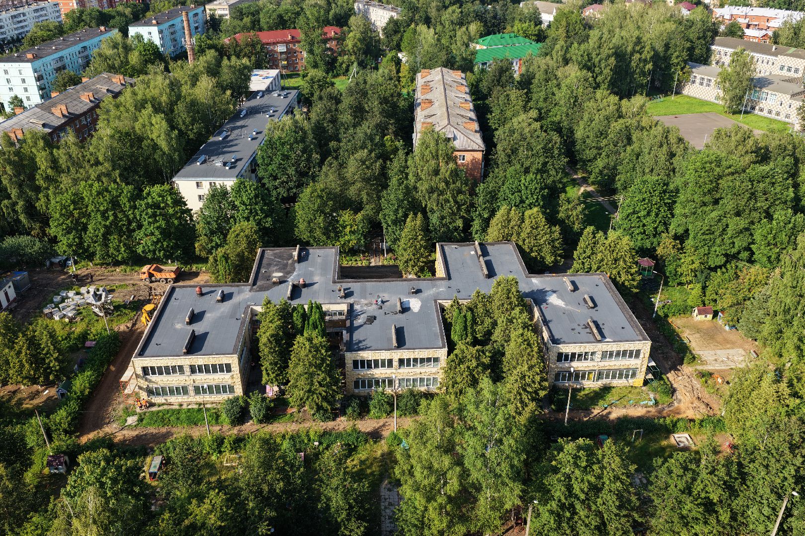 видео с коптера, детский сад 5 волоколамск, капремонт детского сада волоколамск,