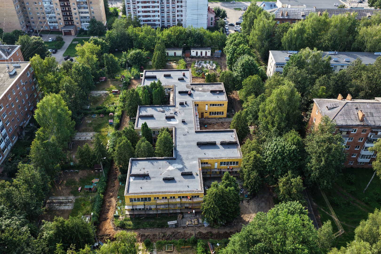 видео с коптера, детский сад 5 волоколамск, капремонт детского сада волоколамск,