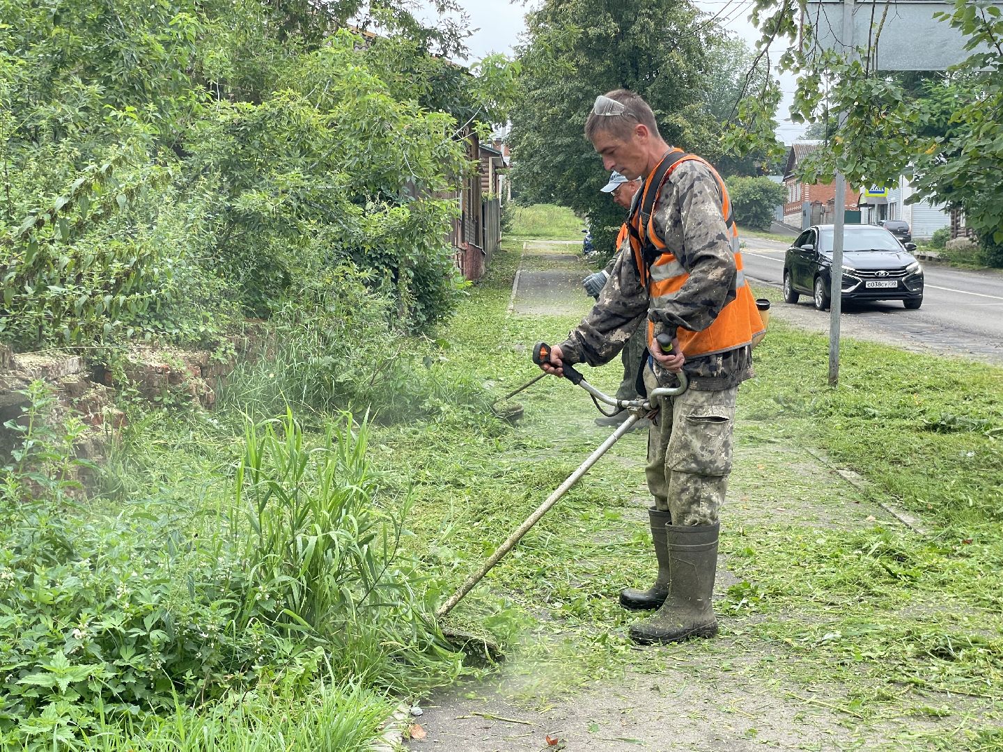 зарайск, покос травы, благоуствойство,