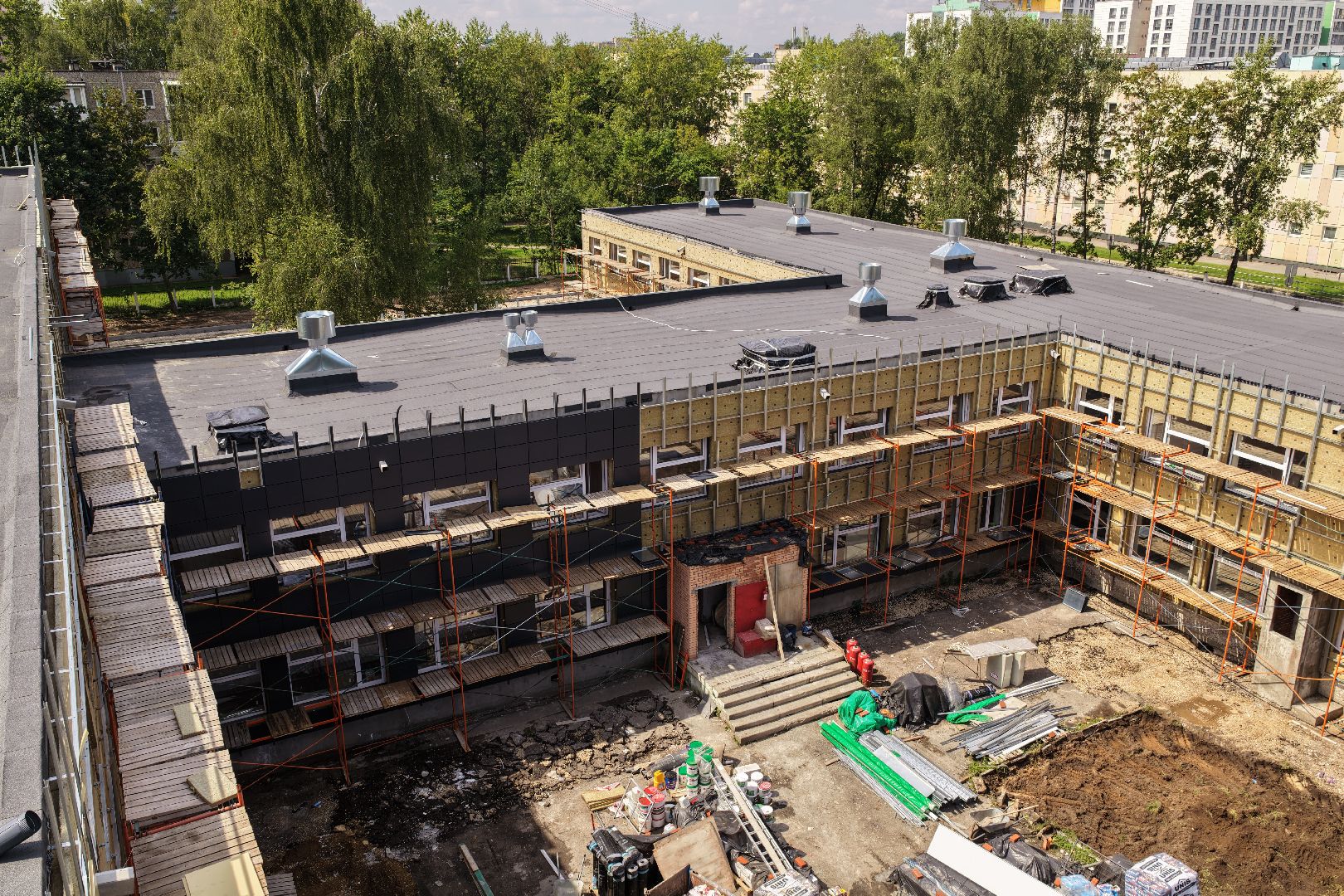 видео с коптера, капремонт гимназии балашиха,