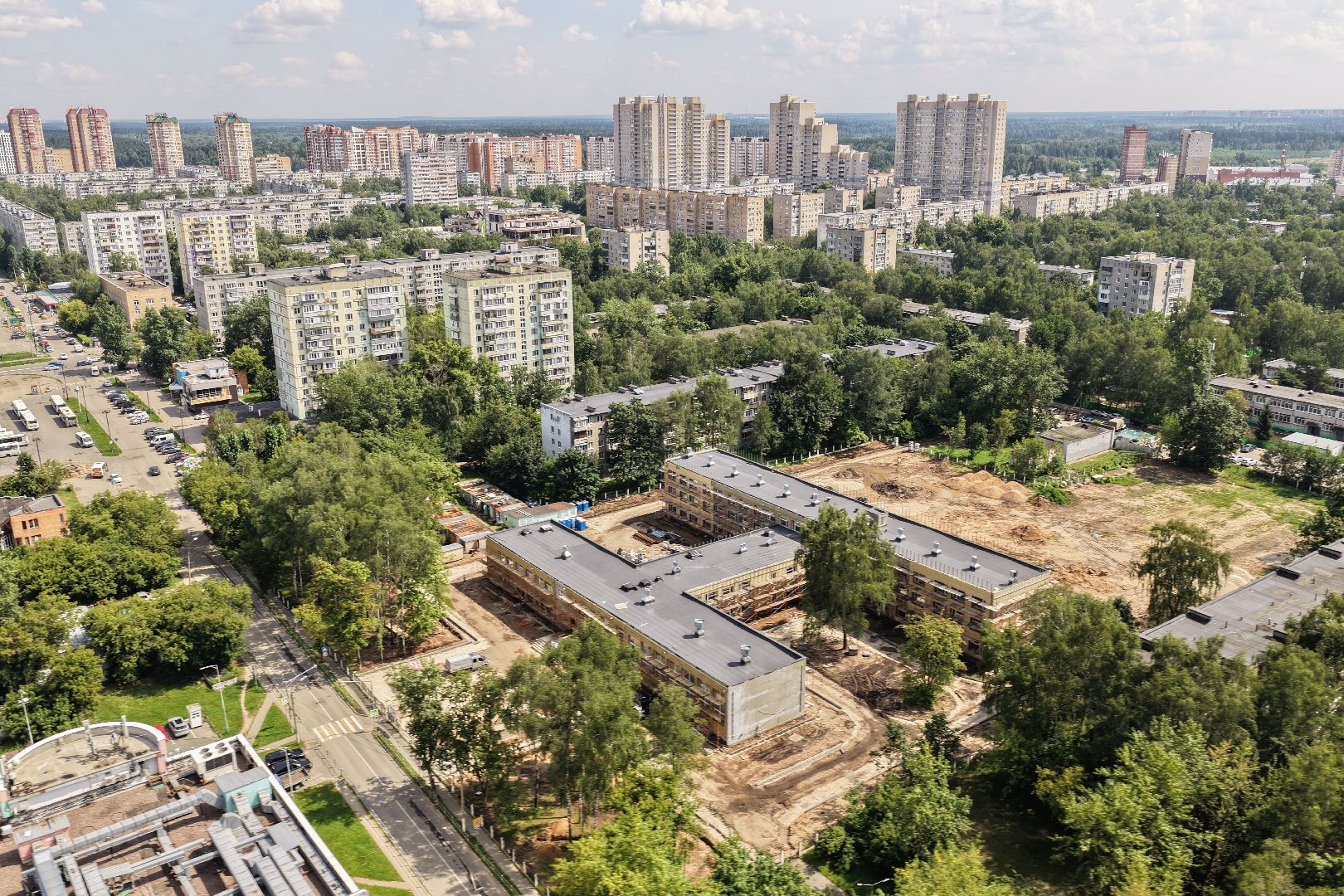 видео с коптера, капремонт гимназии балашиха,