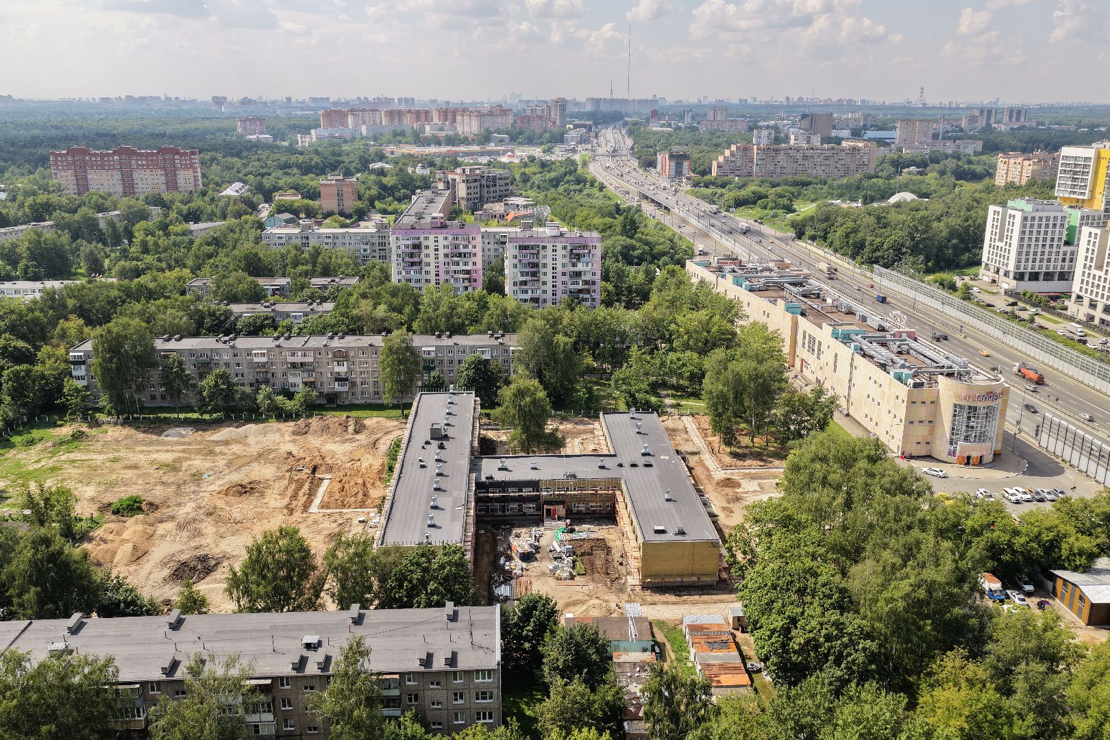 видео с коптера, капремонт гимназии балашиха,