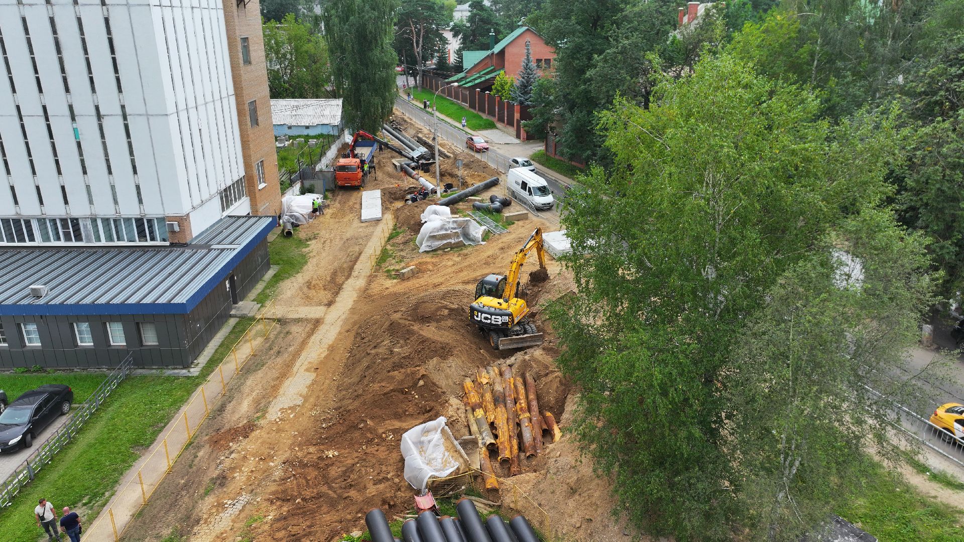 видео с коптера, ремонт теплотрассы дмитров,