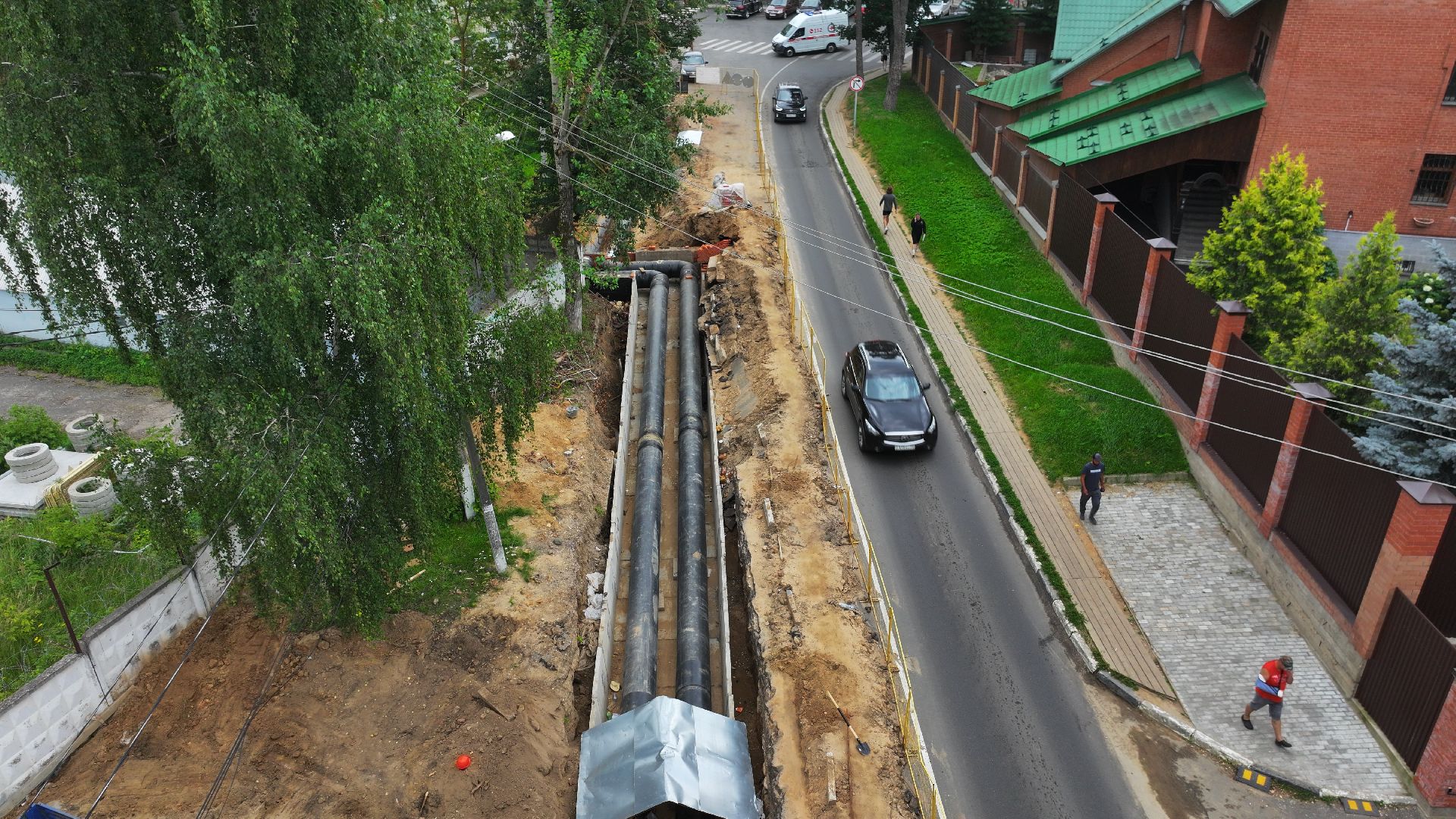 видео с коптера, ремонт теплотрассы дмитров,