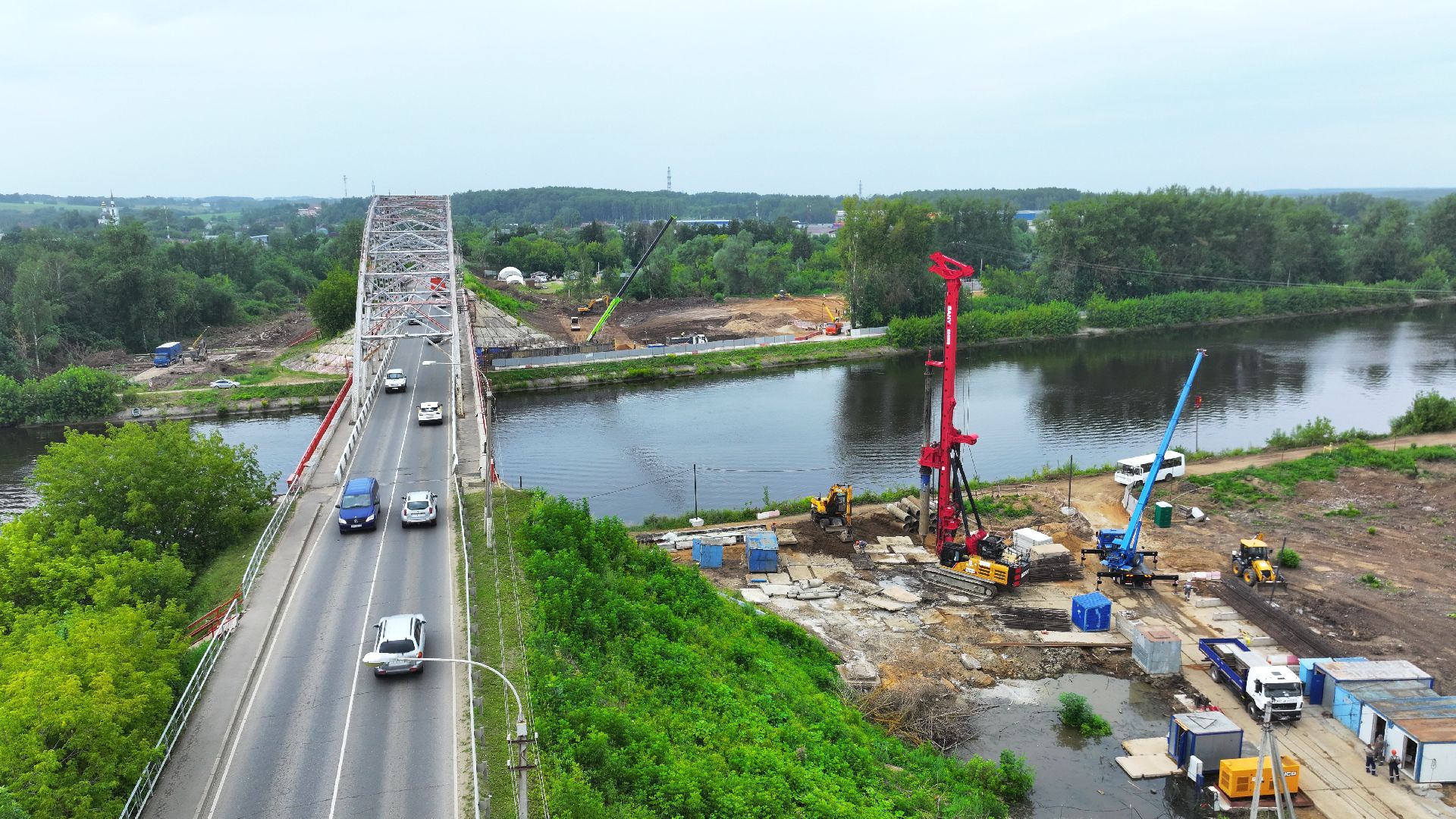 видео с коптера, новый мост в дмитрове, мост через канал имени москвы,