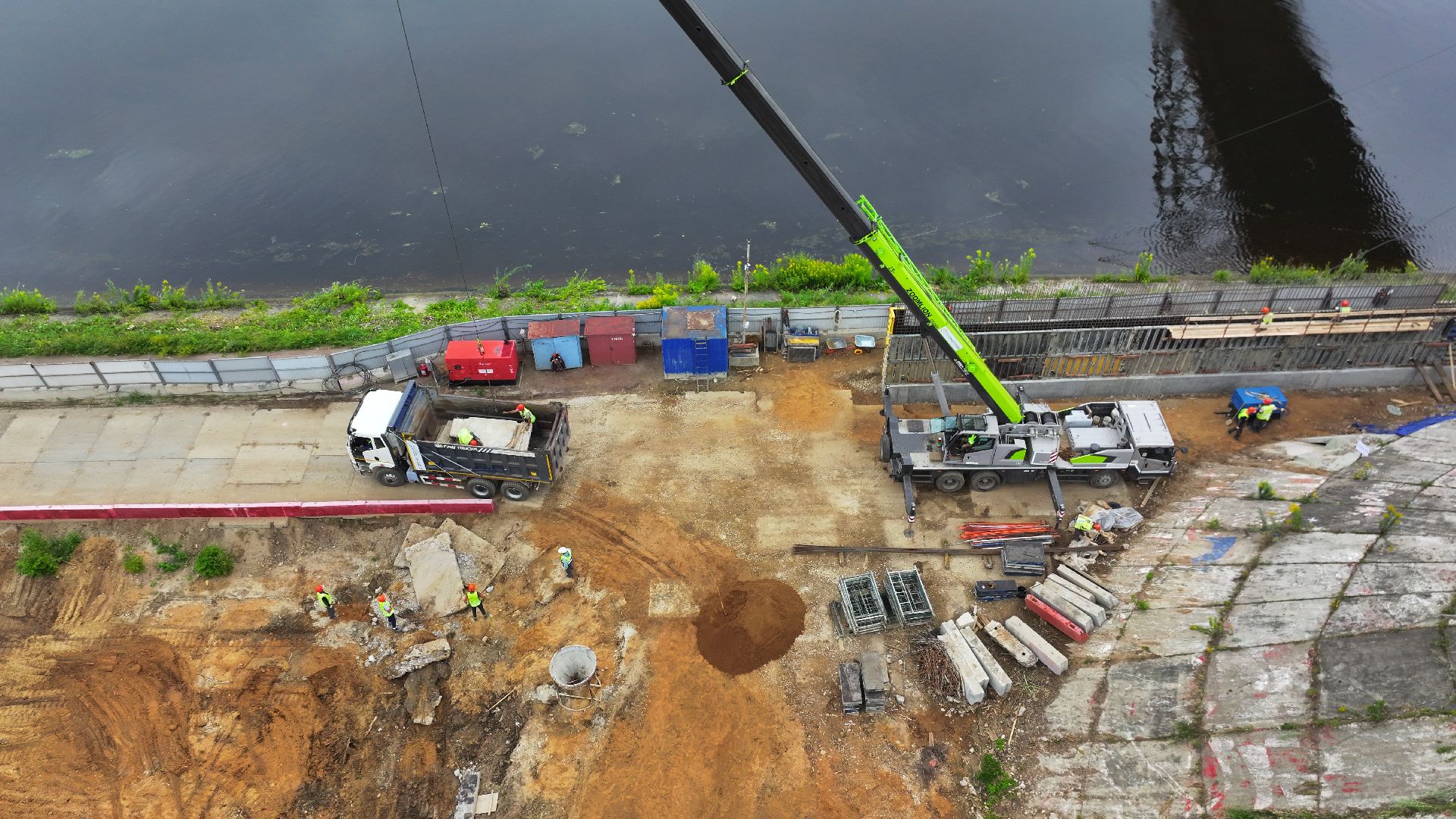 видео с коптера, новый мост в дмитрове, мост через канал имени москвы,