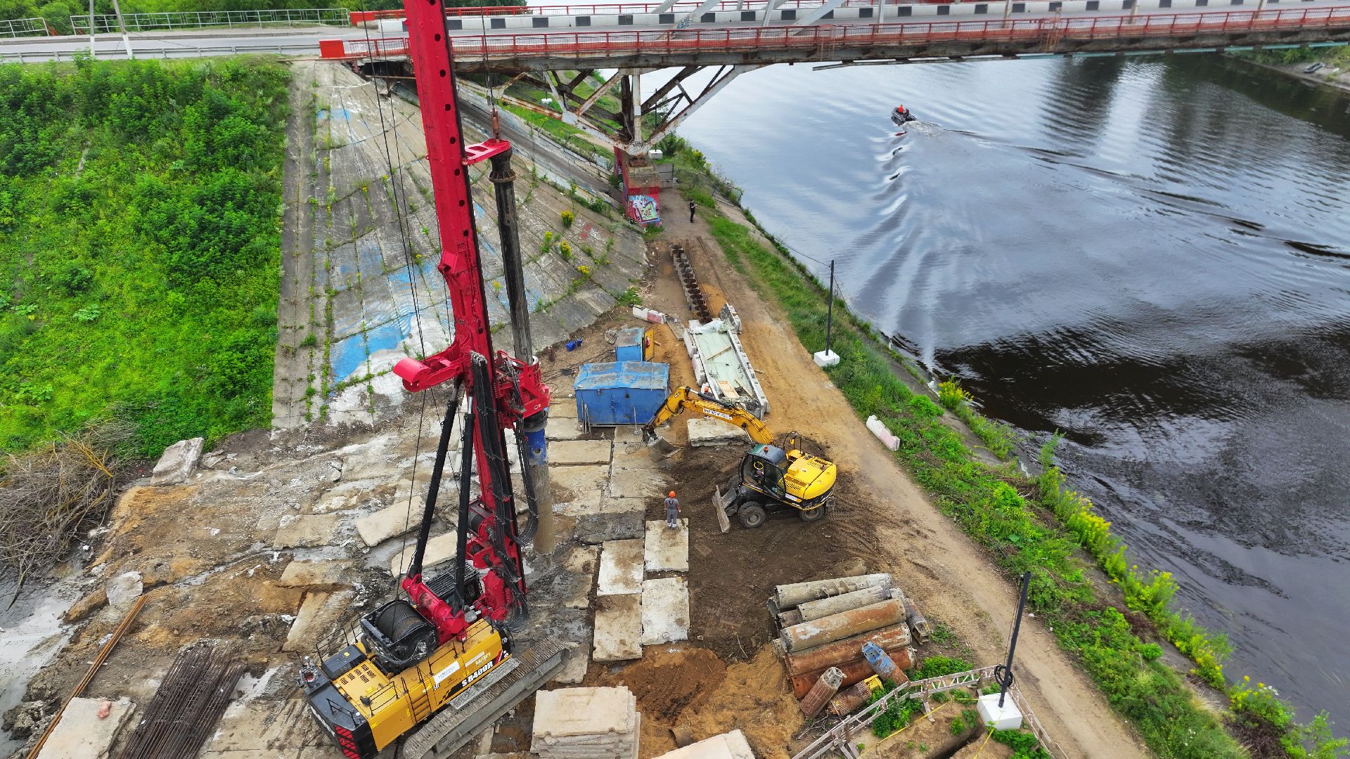 видео с коптера, новый мост в дмитрове, мост через канал имени москвы,