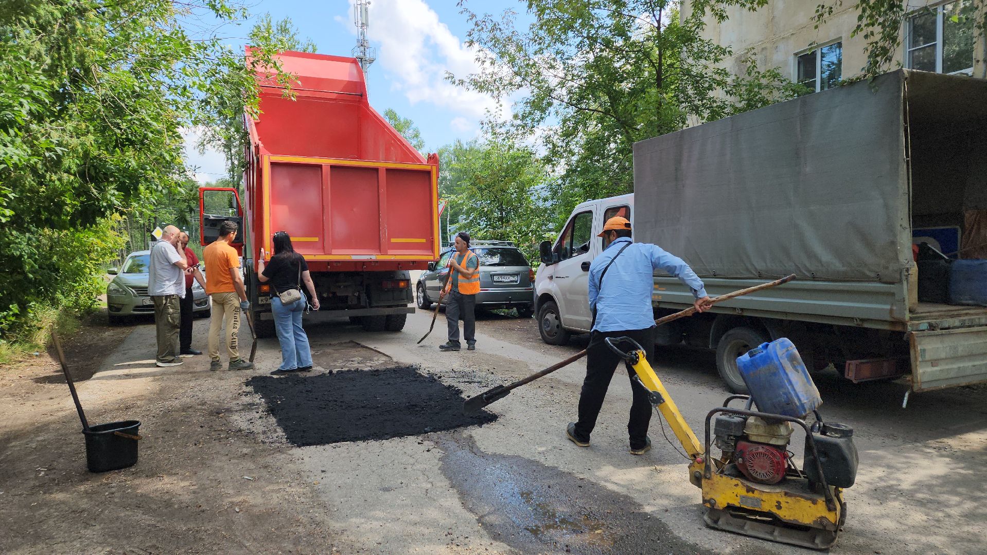 вертикалки, ивантеевка, проезд, ямочный ремонт, жители, ремонт асфальтового покрытия,благоустройство,