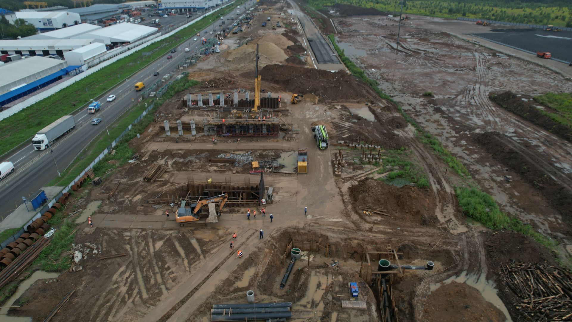 видео с коптера, каширское шоссе, реконструкция каширского шоссе,