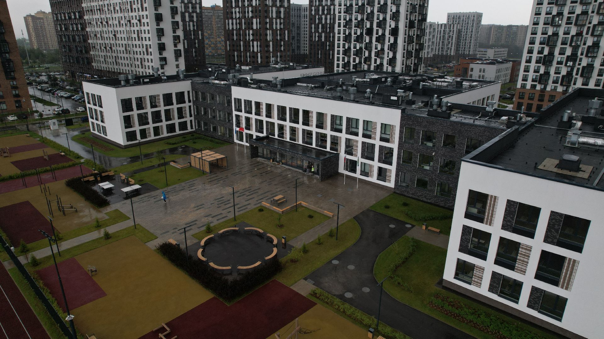 видео с коптера, школа в жк пригород лесное, новая школа в ленинском,