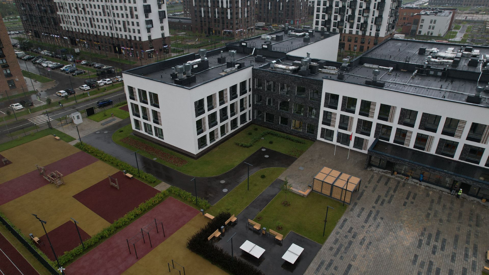 видео с коптера, школа в жк пригород лесное, новая школа в ленинском,