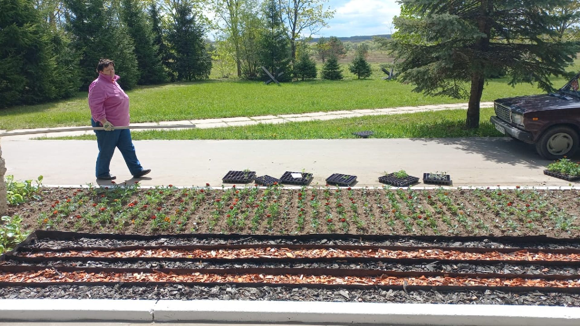День Победы, Протвино, благоустройство, озеленение, мемориал, Рубеж обороны, цветы