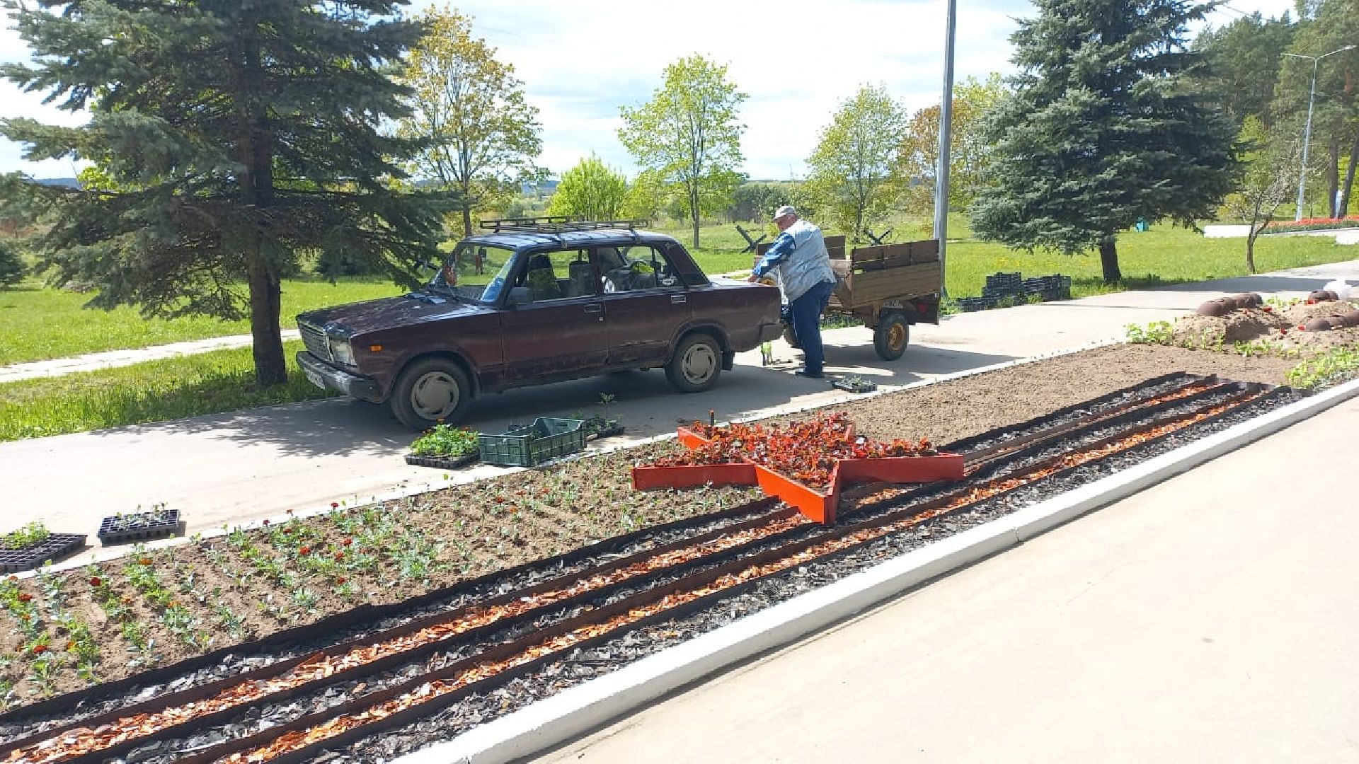 День Победы, Протвино, благоустройство, озеленение, мемориал, Рубеж обороны, цветы