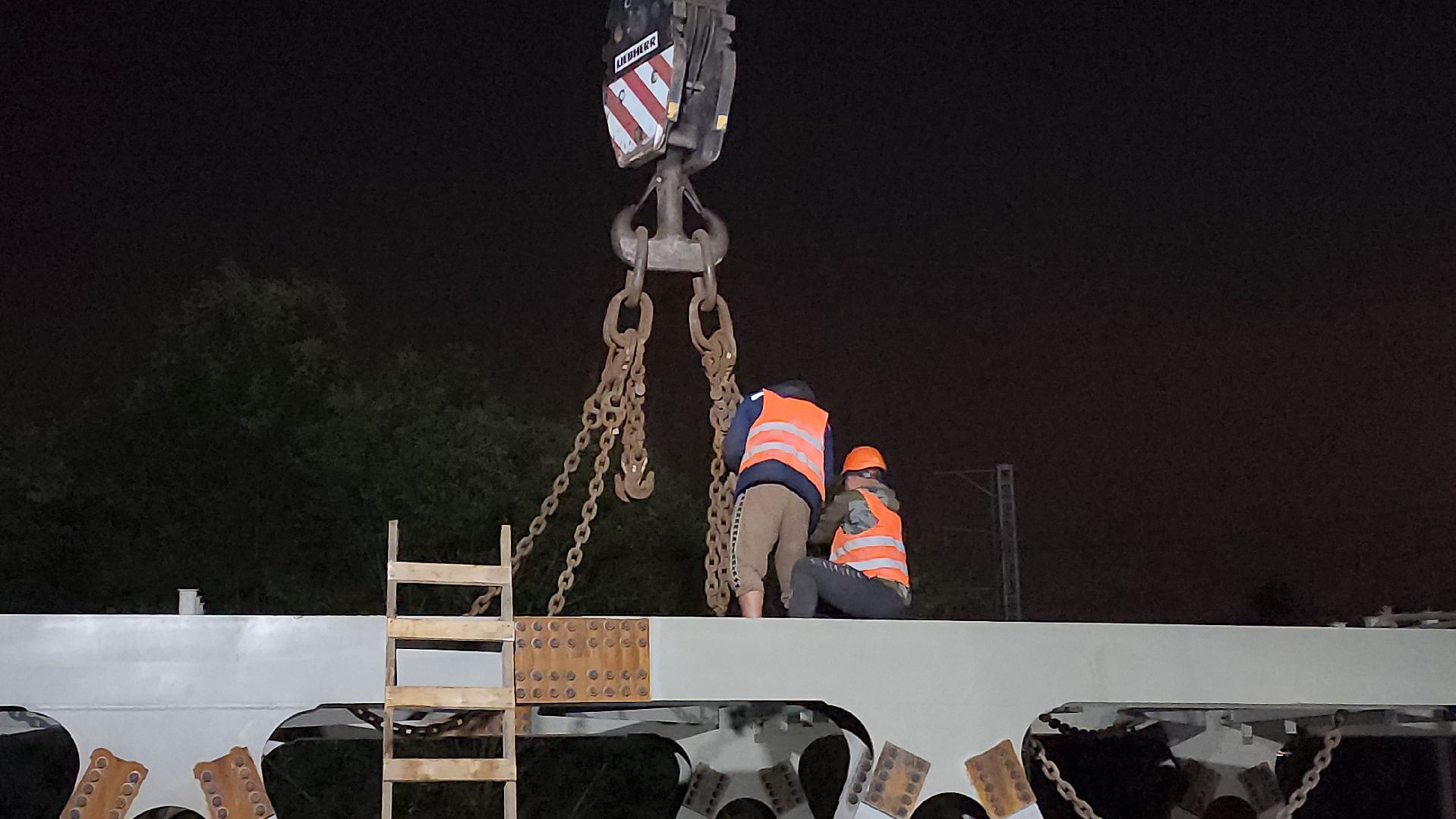 пешеходный надземный переход, Мост, монтаж пролета, Лобня,