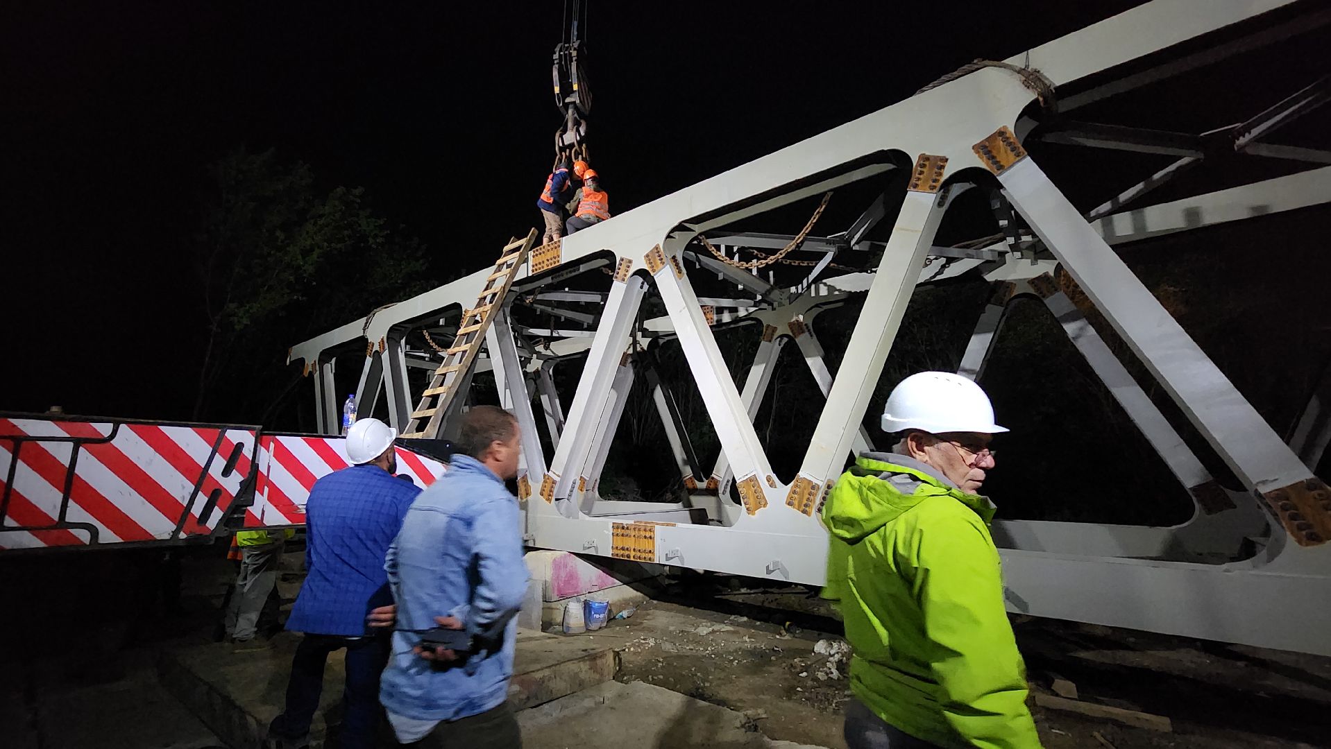 пешеходный надземный переход, Мост, монтаж пролета, Лобня,