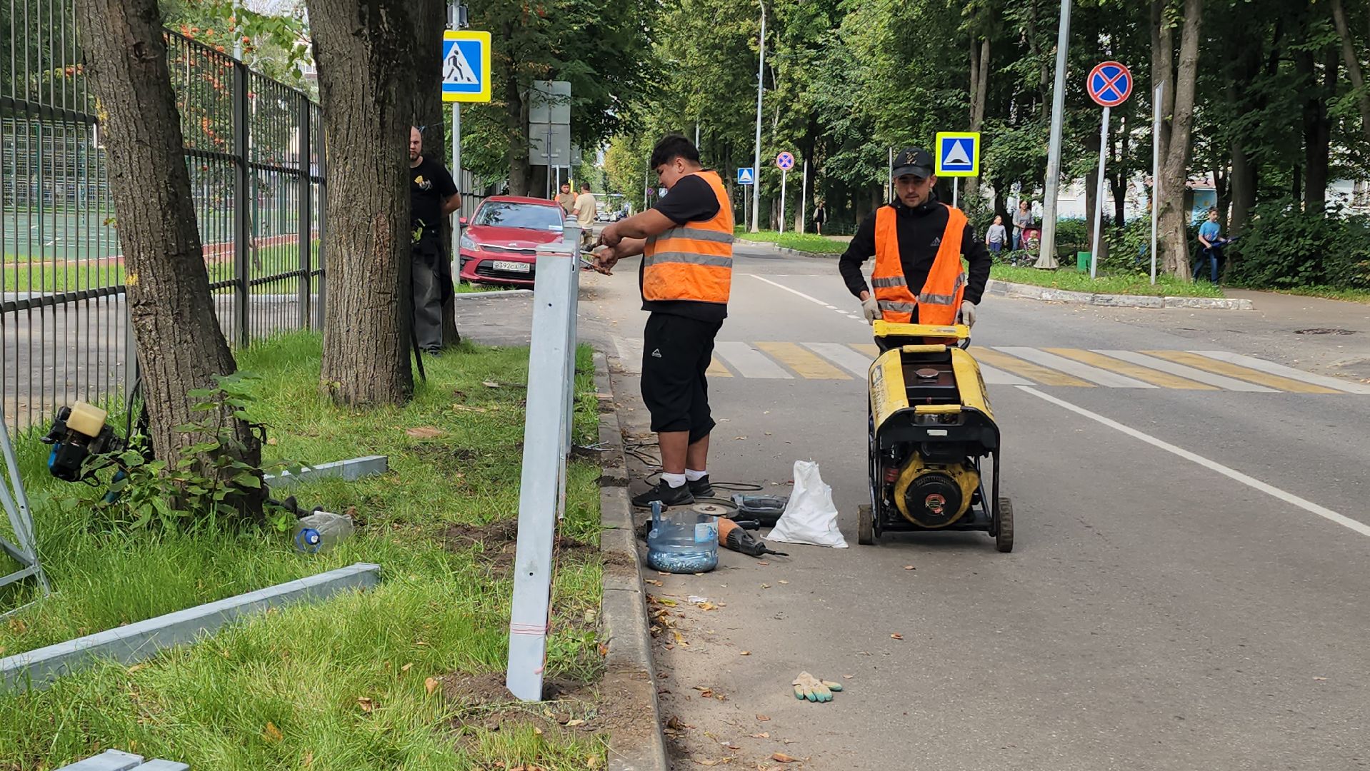 дорожные ограждения, пешеходный переход, Лобня , образовательные учреждения,