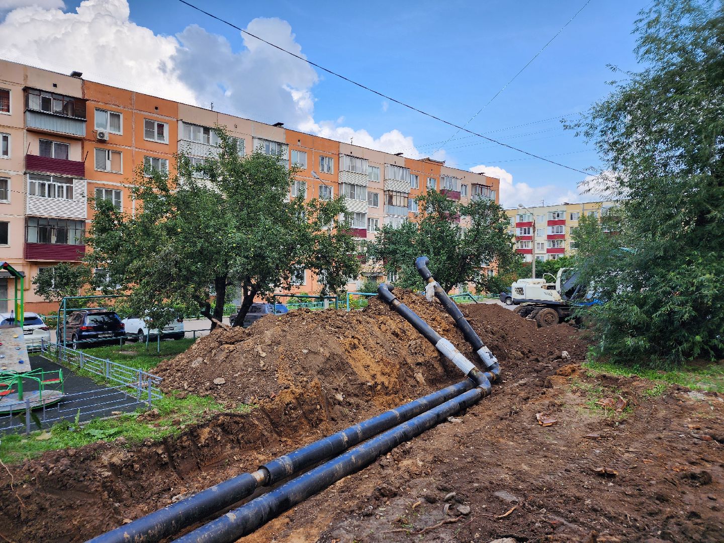 чехов, вишневый бульвар, капремонт теплотрассы, замена труб отопления и ГВС, подготовка к отопительному сезону, уникальная изоляция труб, госпрограмма московской области, развитие инженерной инфраструктуры,губернатор подмосковья,