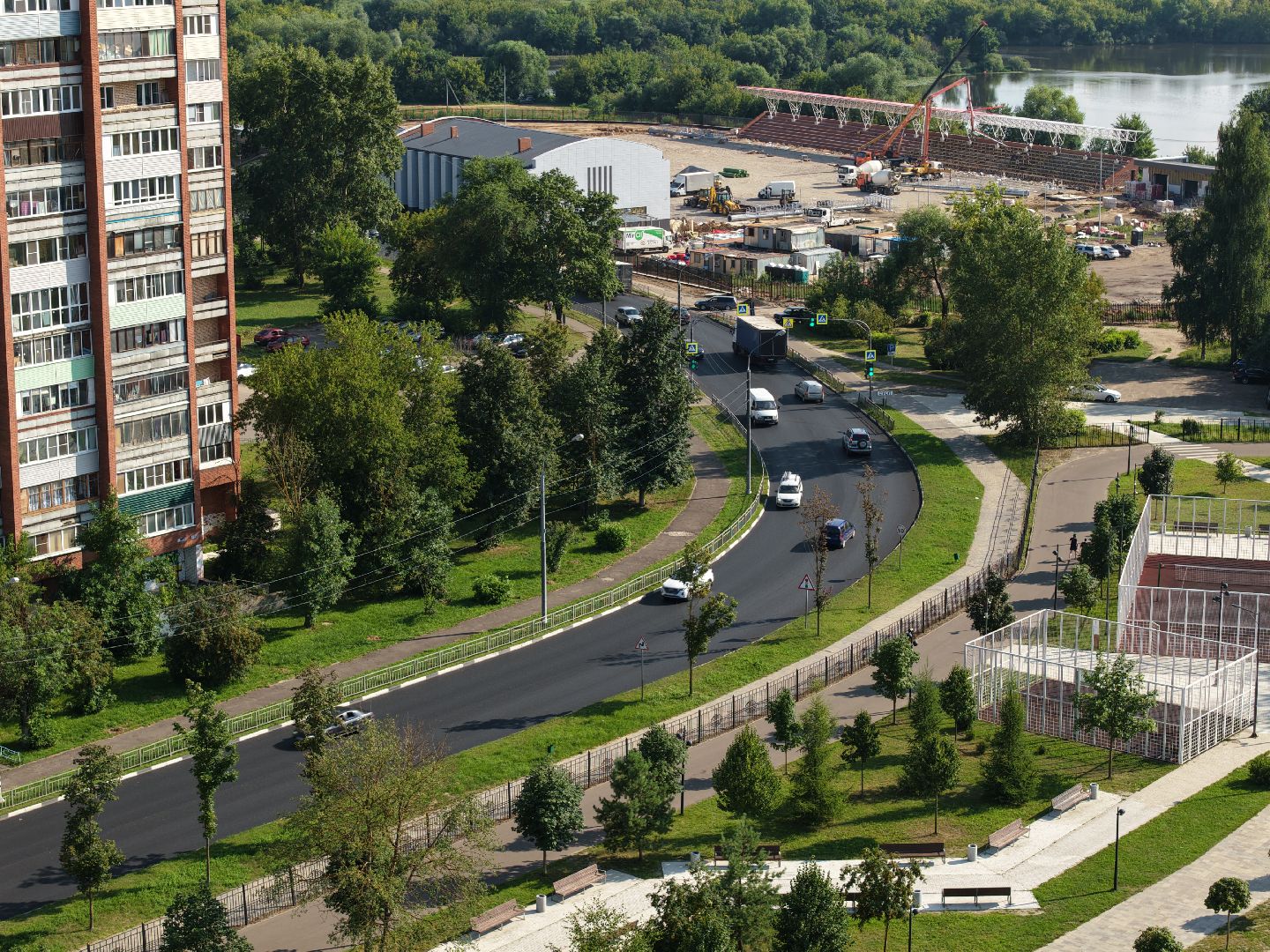 видео с коптера, ремонт дороги орехово-зуево, ремонт А-108,