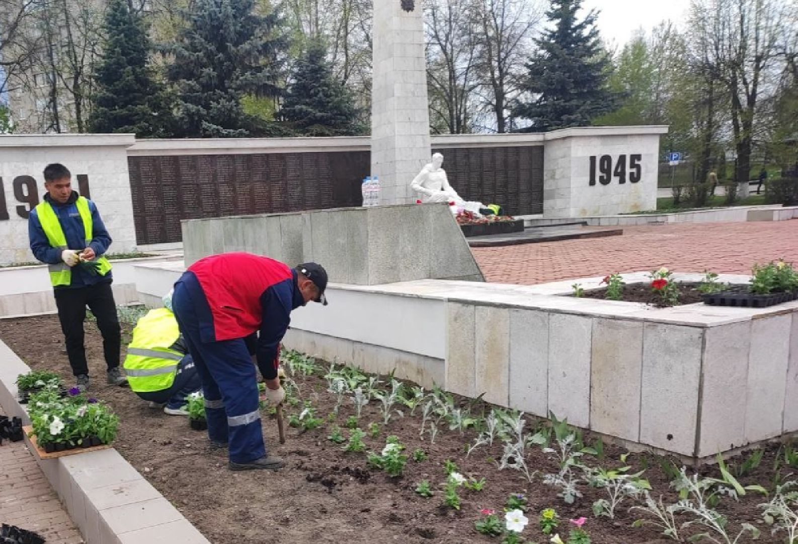 Красноармейск, Пушкинский, площадь победы, цветы на клумбах, украсили город,