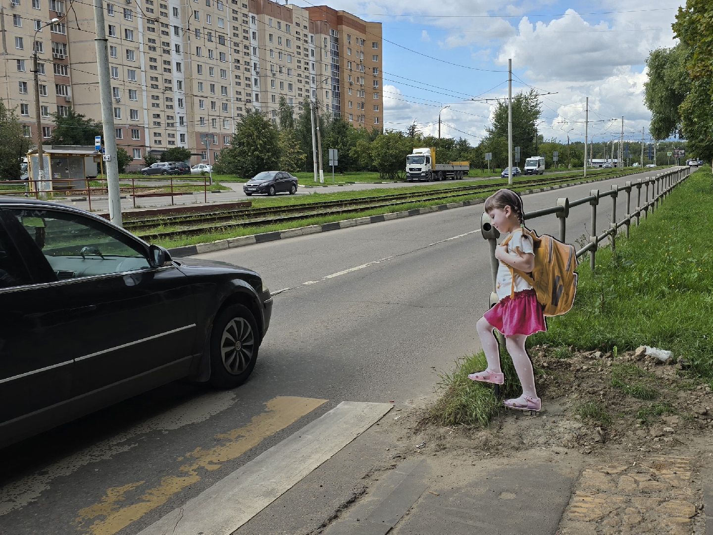 Коломна,пешеходный переход, макеты школьников, подготовка к 1 сентября,