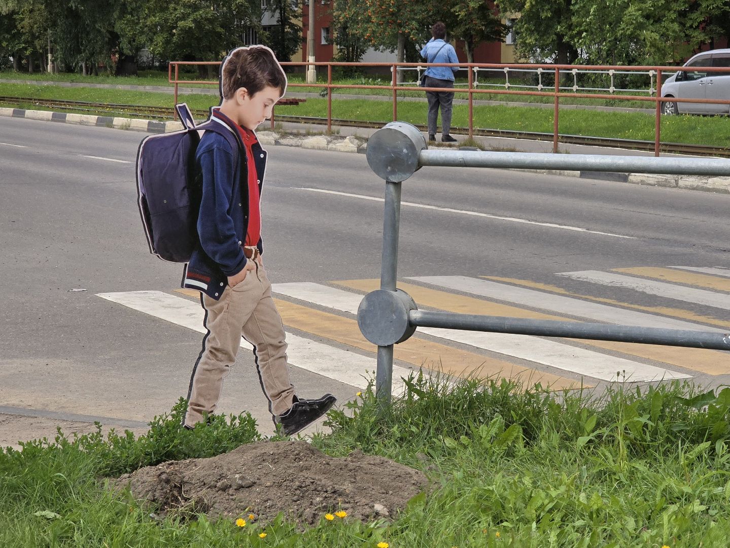 Коломна,пешеходный переход, макеты школьников, подготовка к 1 сентября,