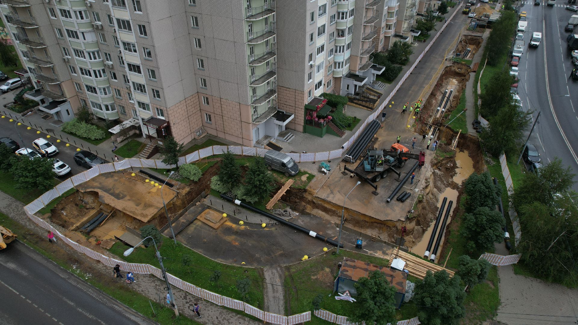 видео с коптера, модернизация теплосетей, теплосети видное,