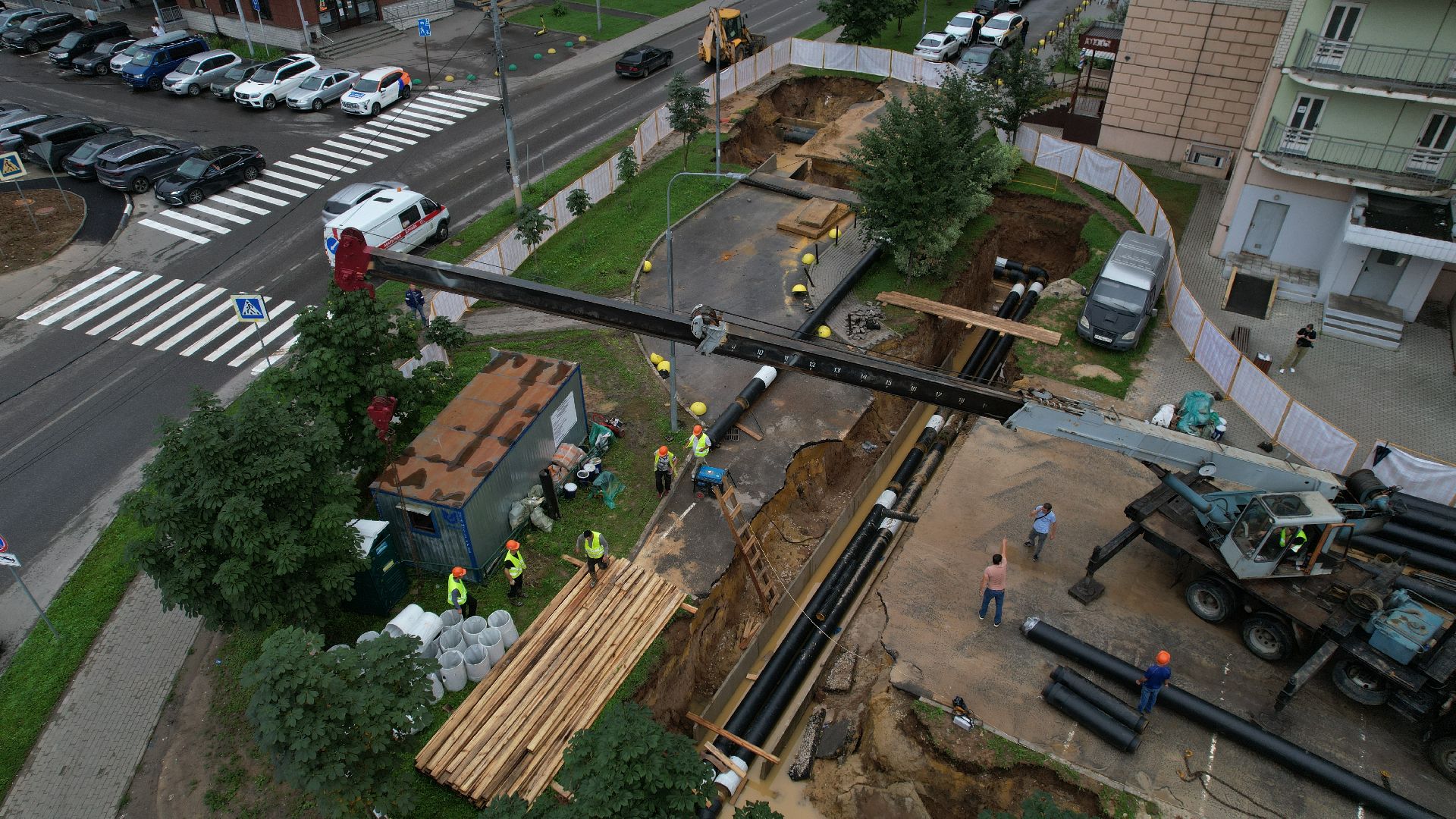 видео с коптера, модернизация теплосетей, теплосети видное,