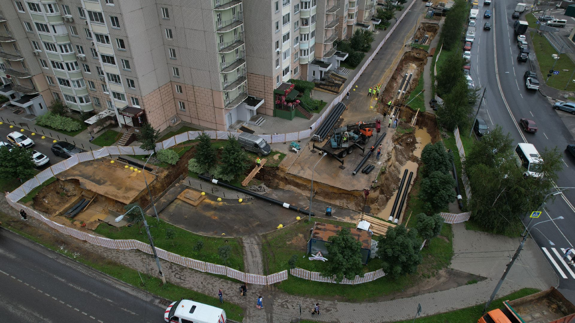 видео с коптера, модернизация теплосетей, теплосети видное,