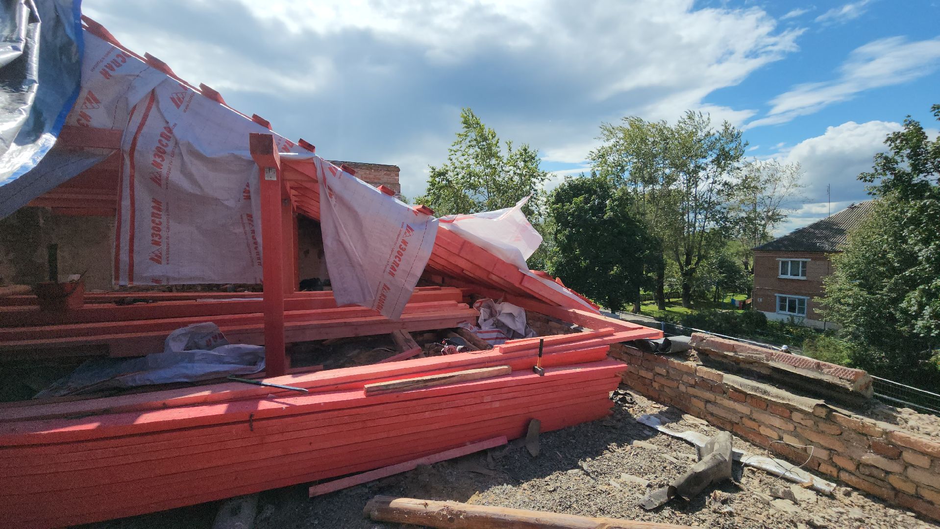 ступино, капремонт, ремонт кровли, скатная крыша, березнецово, стропильная система, профнастил,