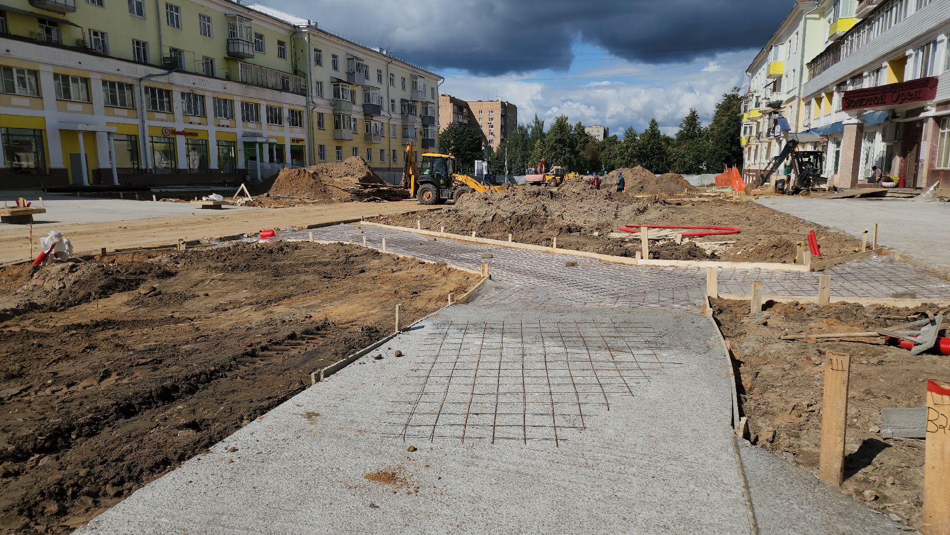 ступино, проспект победы, благоустройство, пешеходная зона, комфортная городская среда, тротуары, земляные работы,