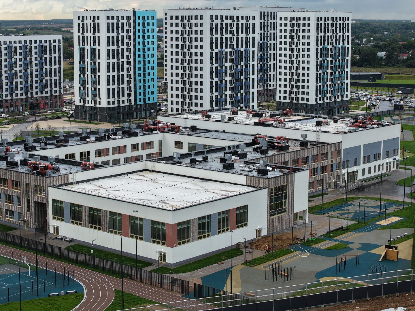 видео с коптера, школа в жк приображенский парк, новая школа домодедово,