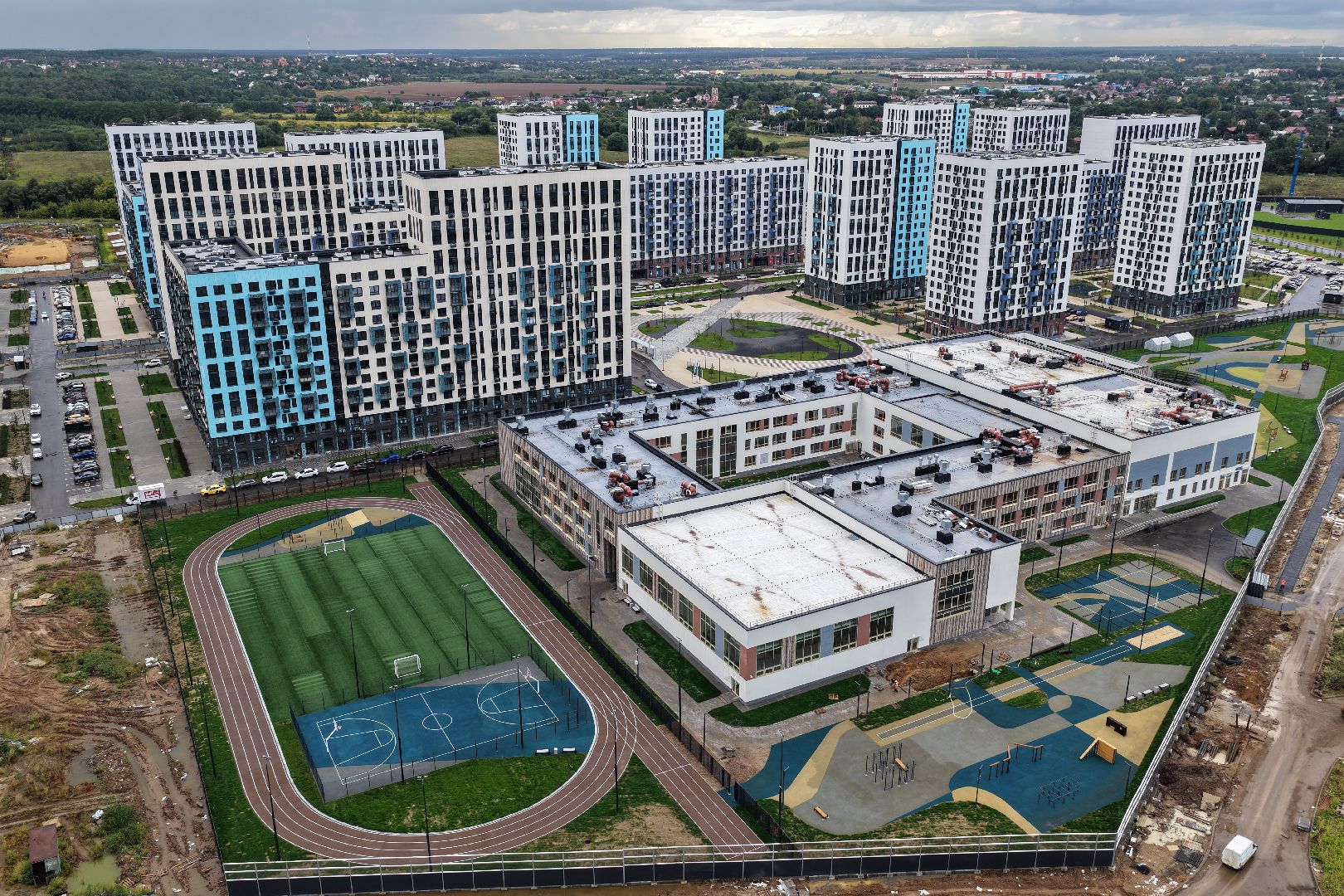 видео с коптера, школа в жк приображенский парк, новая школа домодедово,