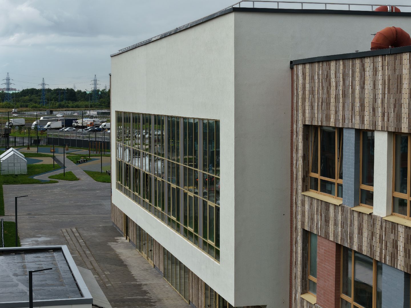 видео с коптера, школа в жк приображенский парк, новая школа домодедово,