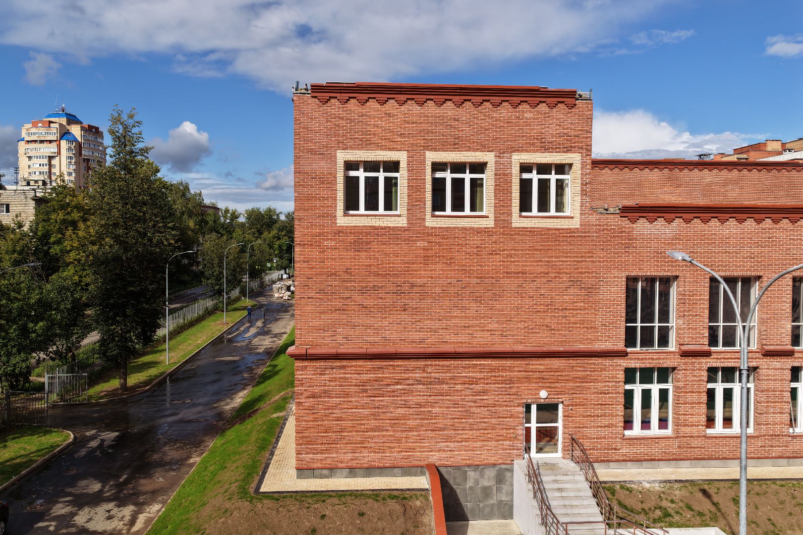 видео с коптера, пристройка к школе 3, образование в чехове,