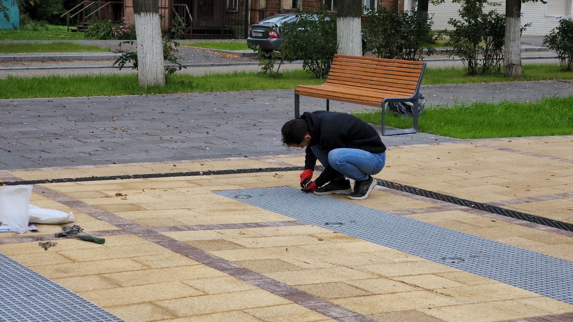 кашира, сухой фонтан, благоустройство, сквер пушкина, комфортная городская среда, пуско-наладочные работы,