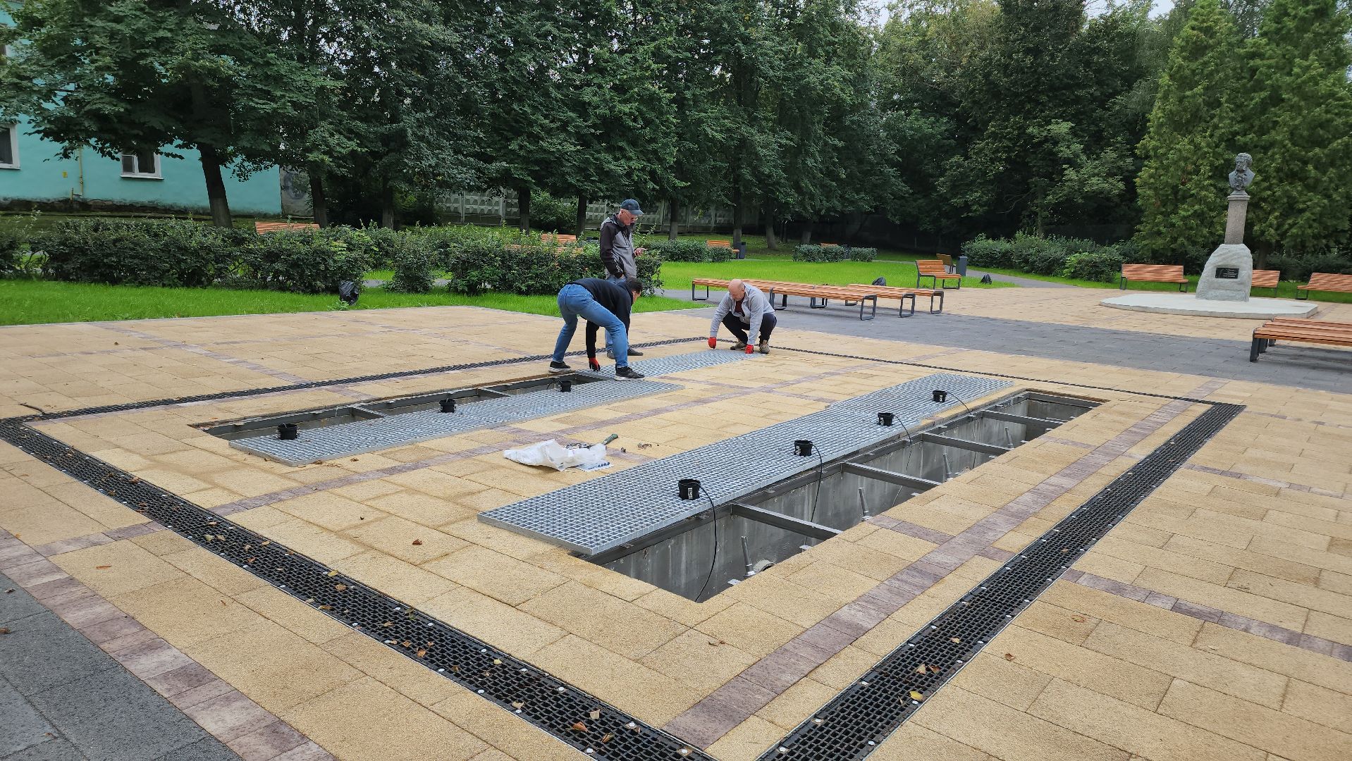 кашира, сухой фонтан, благоустройство, сквер пушкина, комфортная городская среда, пуско-наладочные работы,