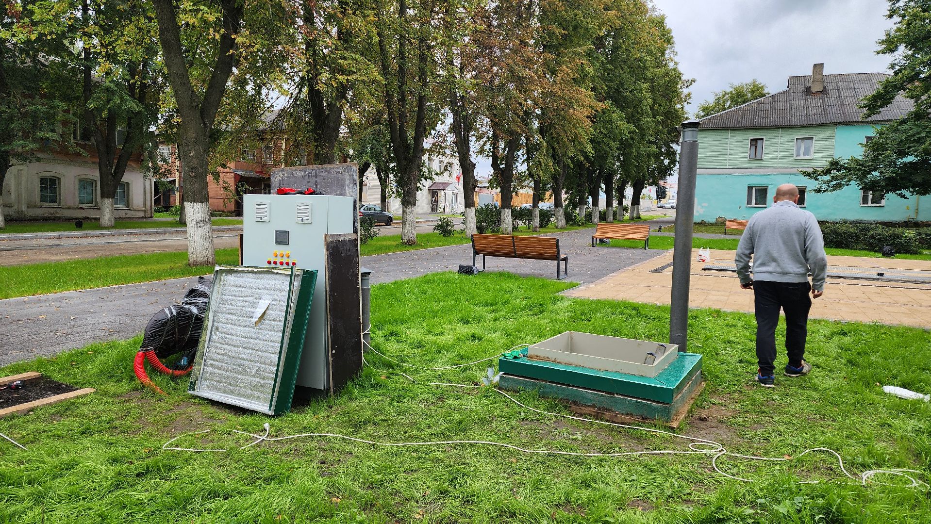 кашира, сухой фонтан, благоустройство, сквер пушкина, комфортная городская среда, пуско-наладочные работы,